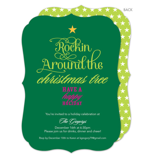 Green Rockin' Around the Tree Invitations